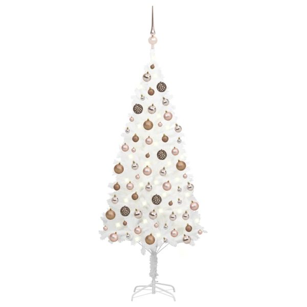 Árvore de Natal artificial com luzes LED e bolas 150 cm branco