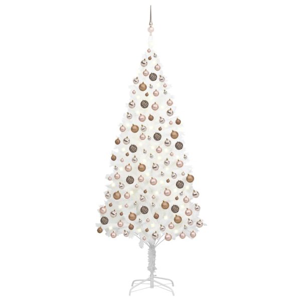 Árvore de Natal artificial com luzes LED e bolas 240 cm branco