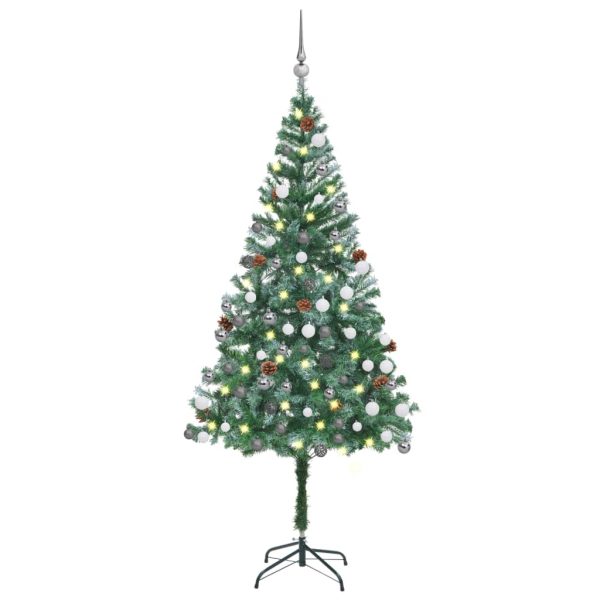 Árvore de Natal artificial com luzes LED/bolas/pinhas 180 cm