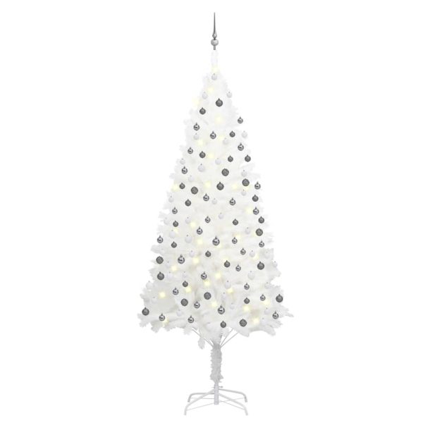 Árvore de Natal artificial com luzes LED e bolas 240 cm branco