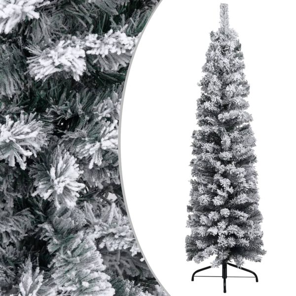 Árvore de Natal artificial fina c/ luzes LED/bolas 240 cm verde - Image 2
