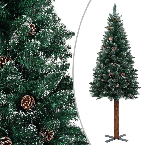 Árvore de Natal fina c/ luzes LED e bolas 210 cm verde - Image 2
