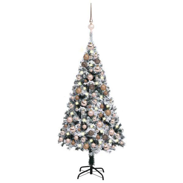 Árvore de Natal artificial c/ luzes LED e bolas 120 cm verde