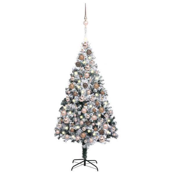 Árvore de Natal artificial c/ luzes LED e bolas 180cm PVC verde