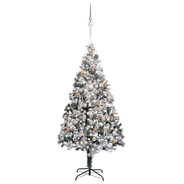 Árvore de Natal artificial c/ luzes LED e bolas 210cm PVC verde