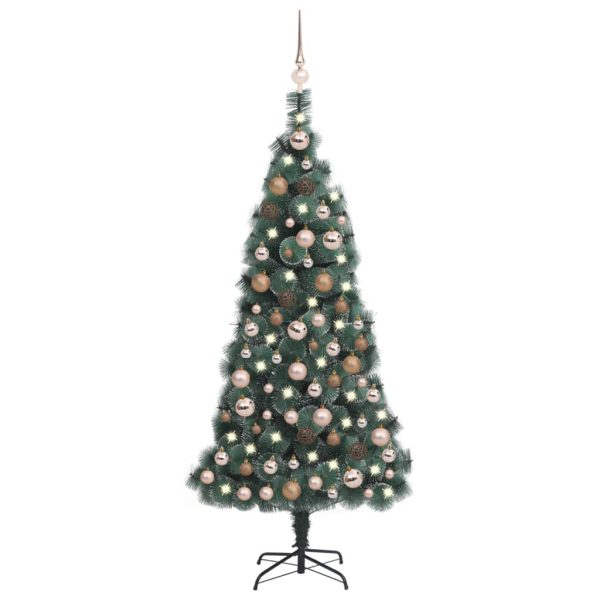 Árvore Natal artificial c/ luzes LED/bolas 150 cm PVC/PE verde