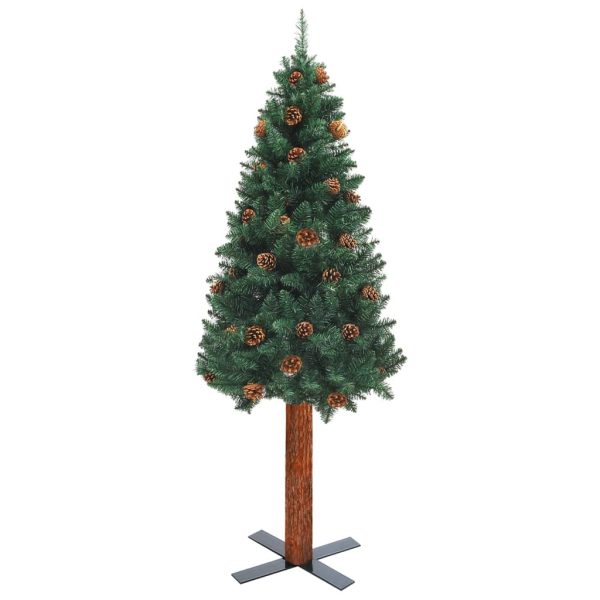 Árvore de Natal fina c/ luzes LED e bolas 150 cm PVC verde - Image 2