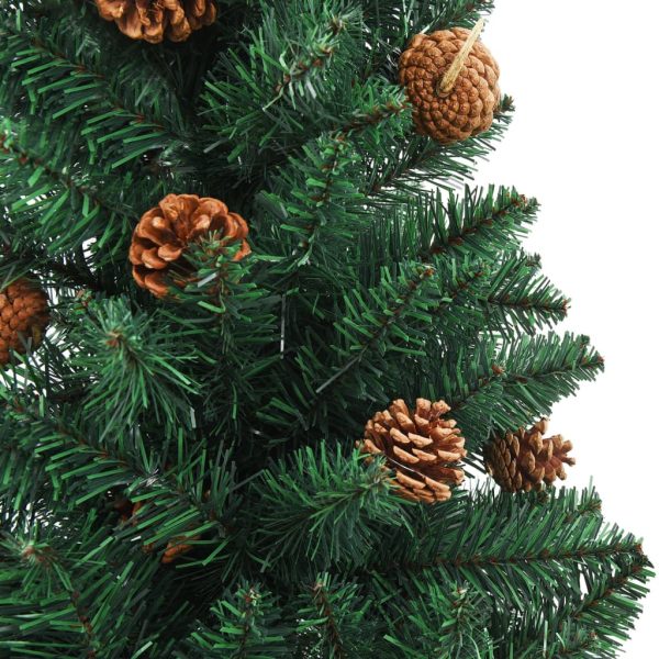 Árvore de Natal fina c/ luzes LED e bolas 150 cm PVC verde - Image 3