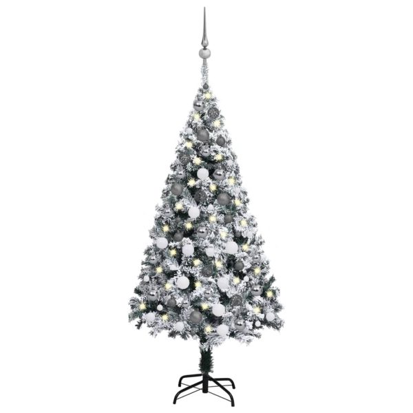 Árvore de Natal artificial c/ luzes LED e bolas 120 cm verde