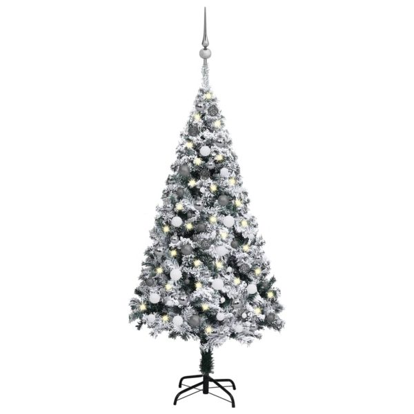 Árvore de Natal artificial c/ luzes LED e bolas 150cm PVC verde