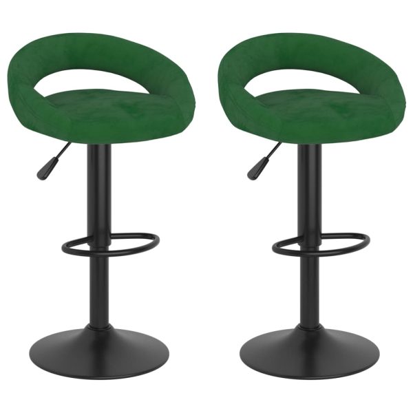 vidaXL Bancos de bar 2 pcs veludo verde-escuro