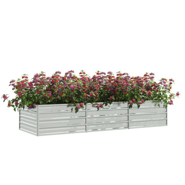Canteiro elevado de jardim 240x80x45cm aço galvanizado prateado - Image 3