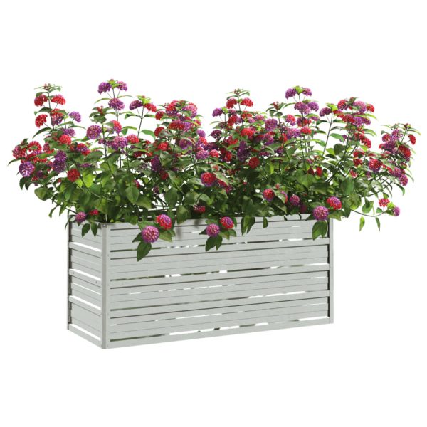 Canteiro elevado de jardim 100x40x45cm aço galvanizado prateado - Image 3