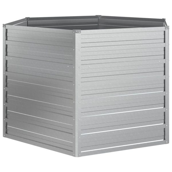 Canteiro elevado de jardim 129x77 cm aço galvanizado prateado - Image 2