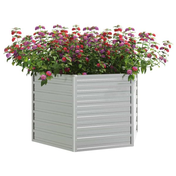 Canteiro elevado de jardim 129x77 cm aço galvanizado prateado - Image 3