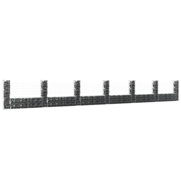 Cesto gabião em forma de U c/ 7 postes 740x20x100 cm ferro