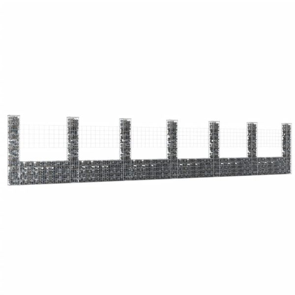 Cesto gabião em forma de U c/ 7 postes 740x20x150 cm ferro