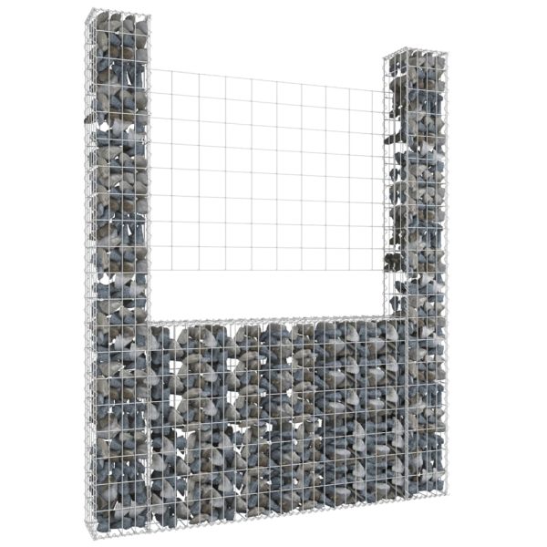 Cesto gabião em forma de U c/ 2 postes 140x20x200 cm ferro