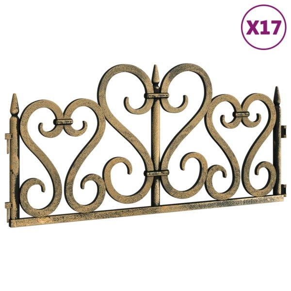 Bordas de relvado 17 pcs 10 m PP dourado - Image 2