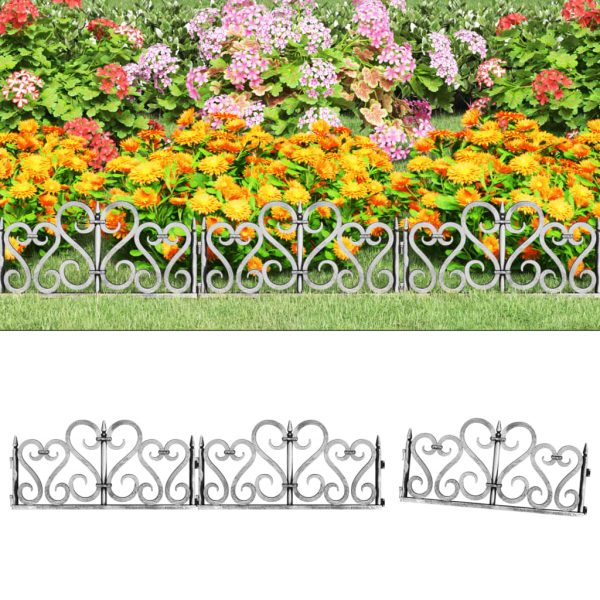 Bordas de relvado 17 pcs 10 m PP prateado
