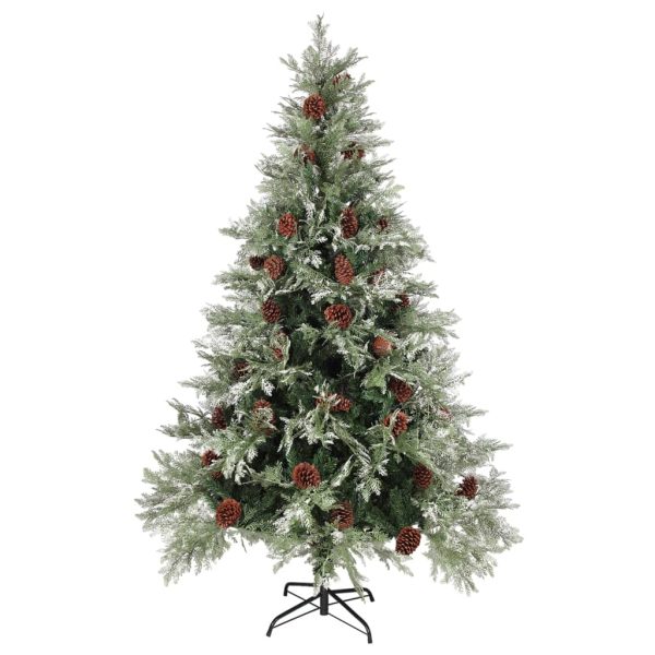 Árvore de Natal com pinhas 120 cm PVC e PE verde e branco - Image 2