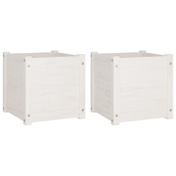 Vasos/floreiras de jardim 2 pcs 40x40x40 cm pinho maciço branco - Image 2