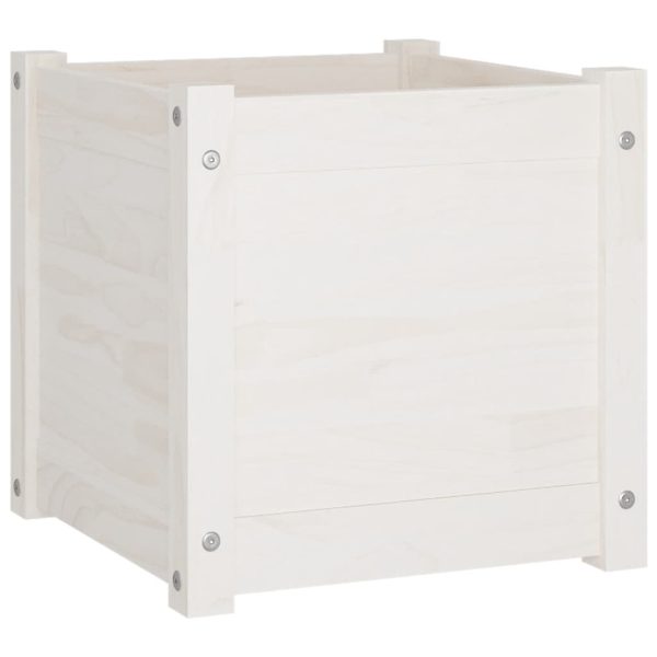 Vasos/floreiras de jardim 2 pcs 40x40x40 cm pinho maciço branco - Image 3