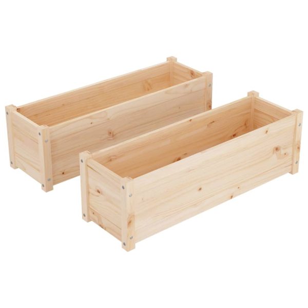 Vasos/floreiras de jardim 2 pcs 100x31x31 cm pinho maciço - Image 2