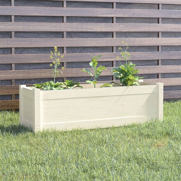 Vaso de jardim 100x31x31 cm madeira de pinho maciça branco