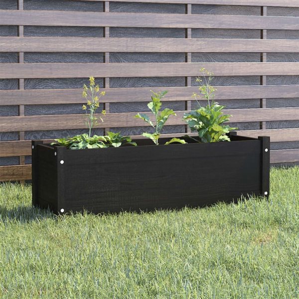 Vaso de jardim 100x31x31 cm madeira de pinho maciça preto