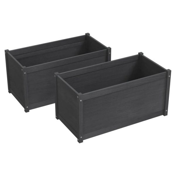 Vaso/floreira de jardim 2 pcs 100x50x50cm pinho maciço cinzento - Image 2