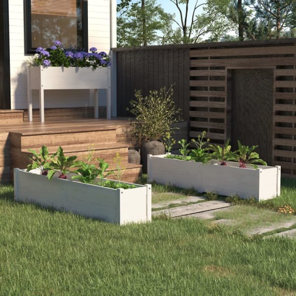 Canteiros elevados jardim 2 pcs 150x31x31cm pinho maciço branco