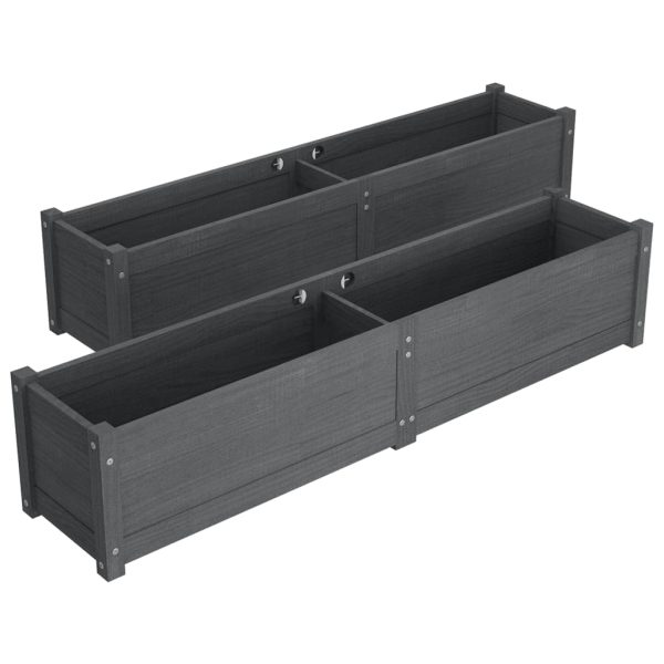 Canteiros elevados jardim 2 pcs 150x31x31cm pinho maciço cinza - Image 2