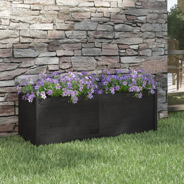 Vaso/floreira de jardim 150x50x50 cm pinho maciço preto