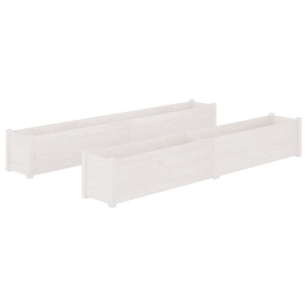 Vasos/floreiras de jardim 2 pcs 200x31x31cm pinho maciço branco - Image 2
