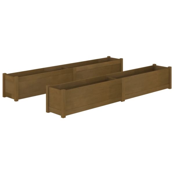 Vaso/floreira jardim 2pcs 200x31x31cm pinho maciço castanho mel - Image 2