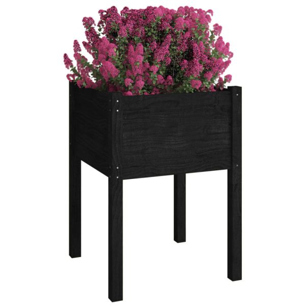 Vaso/floreira de jardim 2 pcs 50x50x70 cm pinho maciço preto - Image 3