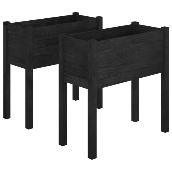 Vasos/floreiras de jardim 2 pcs 70x31x70 cm pinho maciço preto - Image 2