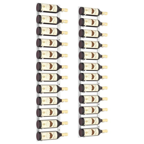 Garrafeira de parede para 12 garrafas 2 pcs ferro branco - Image 3