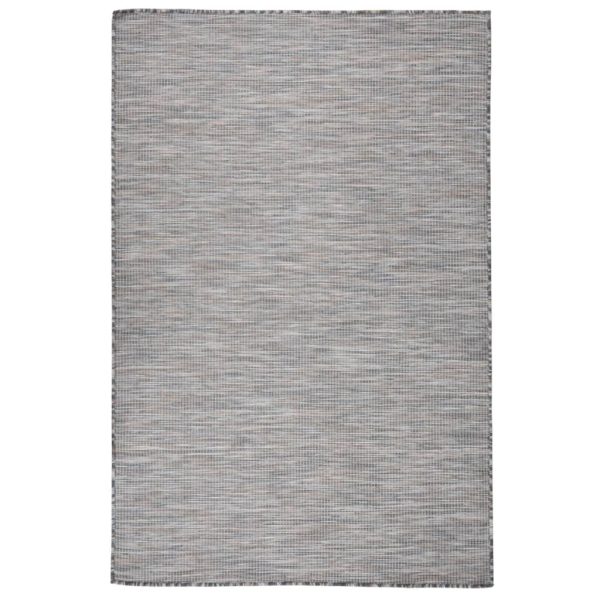 Tapete de tecido plano p/ exterior 120x170 cm castanho e azul