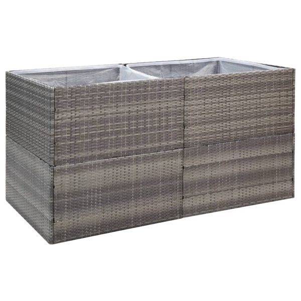 Vaso/floreira de jardim 157x80x80 cm vime PE cinzento - Image 2