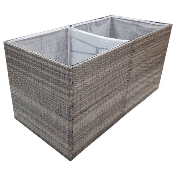 Vaso/floreira de jardim 157x80x80 cm vime PE cinzento - Image 3
