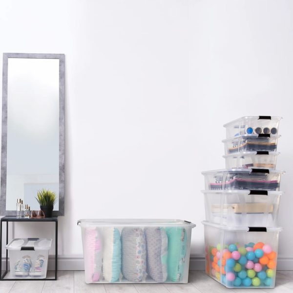 Caixas de arrumação com tampas 2 pcs 7 L transparente
