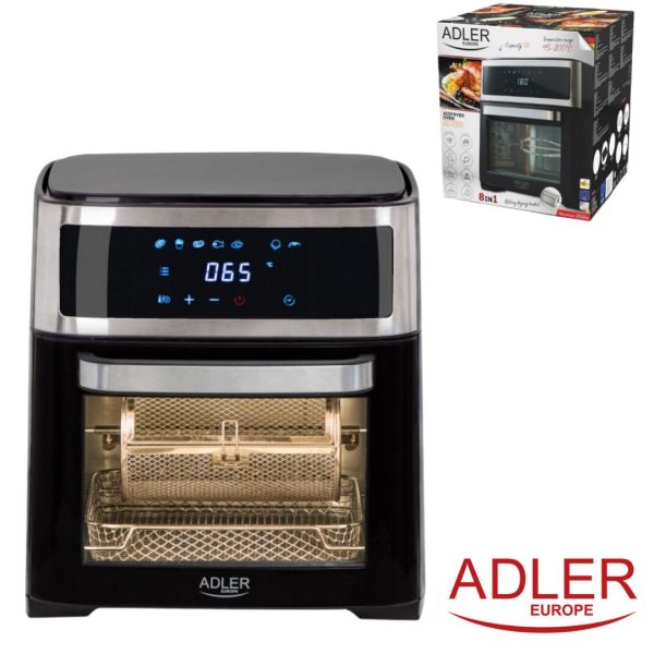 FREIDORA DE AIRE + HORNO ADLER 13 LITROS 2500W CON PANTALLA 8EN1