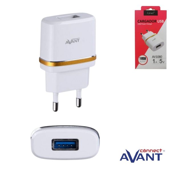 ADAPTADOR AVANT DE CORRIENTE 1-USB 1AMP. BLANCO