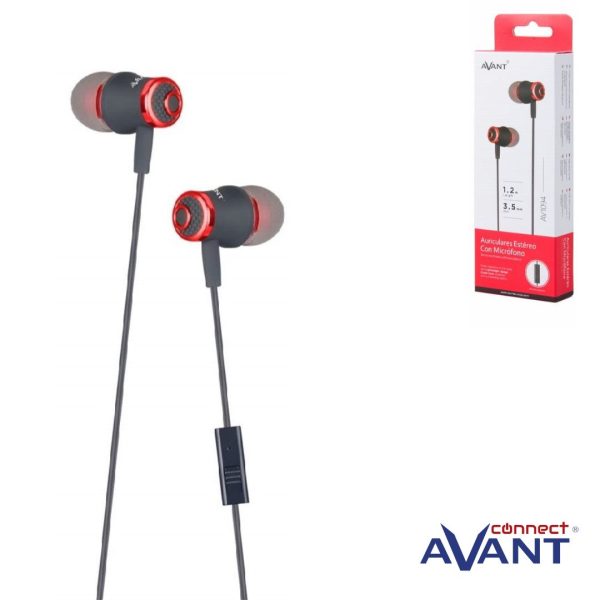 AURICULAR AVANT IN-EAR SILICONA CON MICROFONO - ROJO