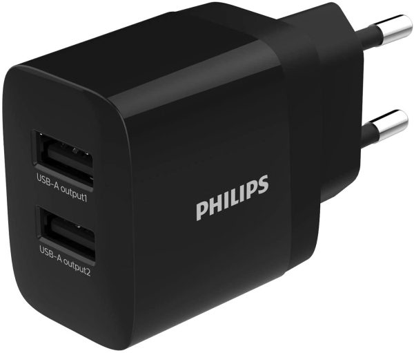 ADAPTADOR DE CORRIENTE PHILIPS 2XUSB 17W CARGA RAPIDA