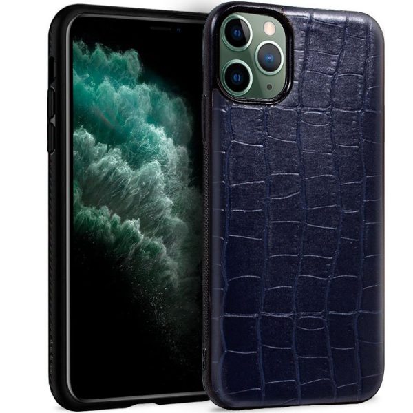 Carcasa COOL para iPhone 11 Pro Max Leather Crocodile Marino