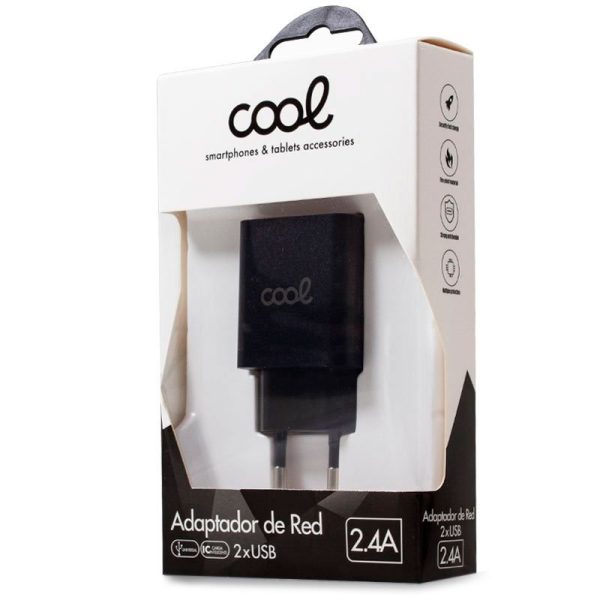 Cargador Red Universal Entrada 2 x USB COOL 2.4 Amperios Negro - Image 5