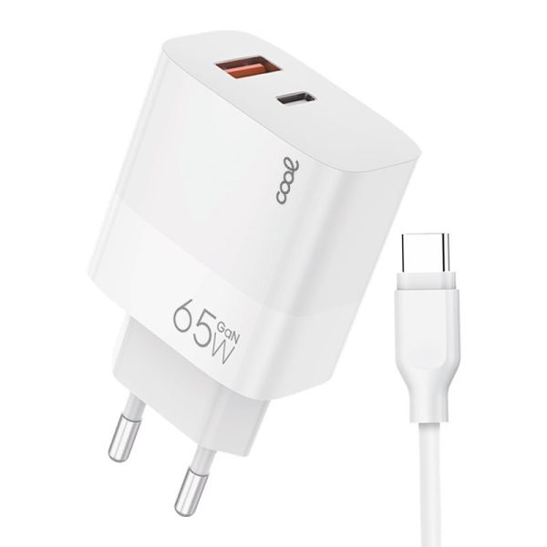 Cargador Red Universal Ultra Fast PD Tipo-C + USB COOL (65W + Cable Tipo-C) GaN Blanco - Image 4